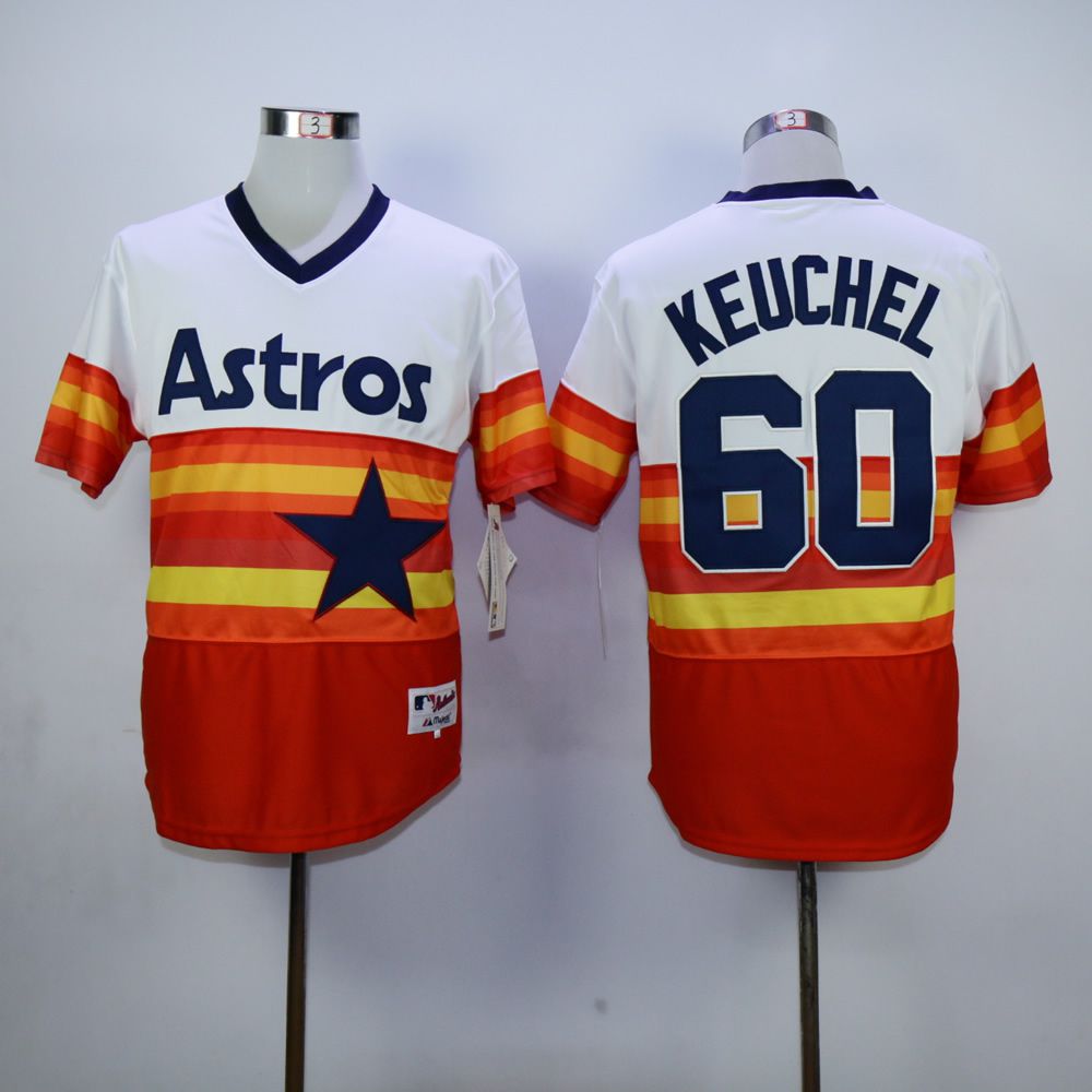 Men Houston Astros 60 Keuchel Oragne Throwback MLB Jerseys